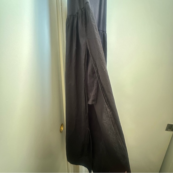 Black drop waist split side tunic Dress with slit and mini dress lining - Picture 6 of 6